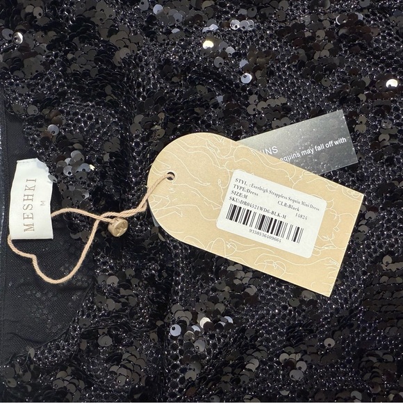 Everleigh Strapless Black Sequin Mini Dress • Size M • Sold Out - Picture 9 of 9